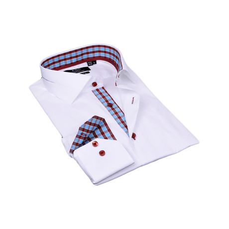 Classic Stretch Button Up // White + Plaid (S)