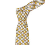 Silk Dot + Checkers Tie // Gold