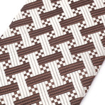 Silk Marble Weave Tie // Chocolate + White