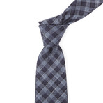 Wool + Silk + Linen Blend Tie // Plaid Navy
