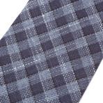Wool + Silk + Linen Blend Tie // Plaid Navy