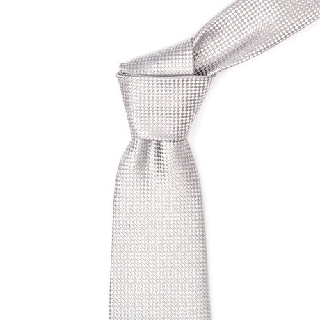 Silk Checkers Tie // Silver