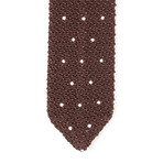 Silk Polka Dots Knit Tie // Brown + White