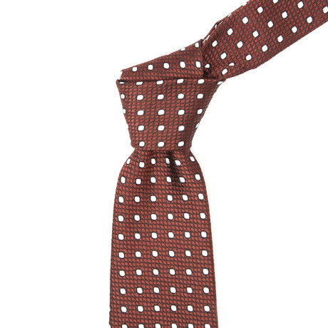 Silk Square Dots Tie // Warm Brown