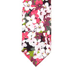 Silk Floral Print Tie // Pink