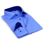 Levinas // Split Collar Trim Button Up // Royal Blue (3XL)