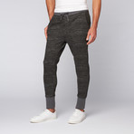 The New Standard Edition // Carter Slim Knit Jogger // Charcoal + Black Brush Print (S)