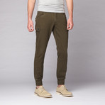 The New Standard Edition // Jordan Slim Stretch Twill Cargo Jogger // Olive Herringbone (28WX32L)