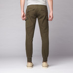 The New Standard Edition // Jordan Slim Stretch Twill Cargo Jogger // Olive Herringbone (28WX32L)