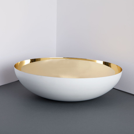 Stainless Steel Dish // Gold + White