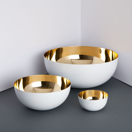 Stainless Steel Bowl // Gold + White (Small)