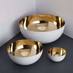 Stainless Steel Bowl // Gold + White (Small)