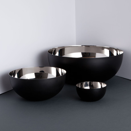 Stainless Steel Bowl // Chrome + Black (Small)