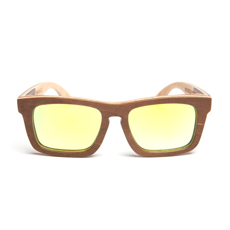 Boulder // Brown Skateboard Wood // Polarized (Gold Lenses)