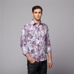 Micro Flower Print Shirt // Purple (2XL)