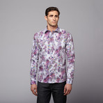 Micro Flower Print Shirt // Purple (3XL)