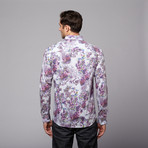 Micro Flower Print Shirt // Purple (2XL)