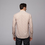 Micro Flower Print Shirt // Orange + Brown (XL)