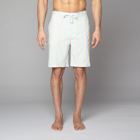 Board Shorts // Khaki + Light Blue Striped (M)
