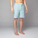 Board Shorts // Green + Purple Striped (M)
