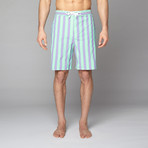 Board Shorts // Green + Purple Striped (M)
