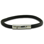 Black Leather Bracelet with Lock