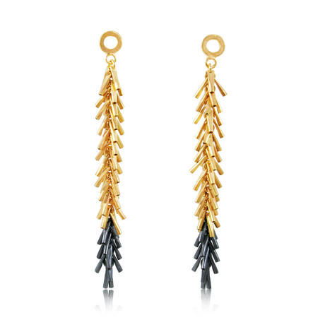 Tickle II // Long Earrings (Black, Gold)