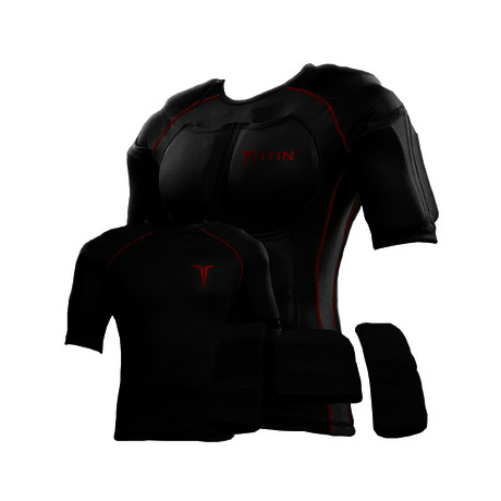 Weighted Compression Shirt // Black + Red (Small)