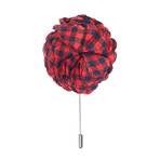 Lapel Pin // Red + Navy Plaid