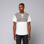 Downtown Henley Tee // White + Grey (L)