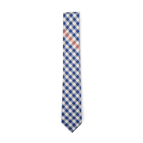 Bias Gingham Stripe Tie // Blue + Pink