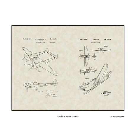 P-38 & P-41 Aircraft // Patent Art