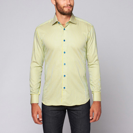 Agassi Button-Up Shirt // Yellow + Blue (S)