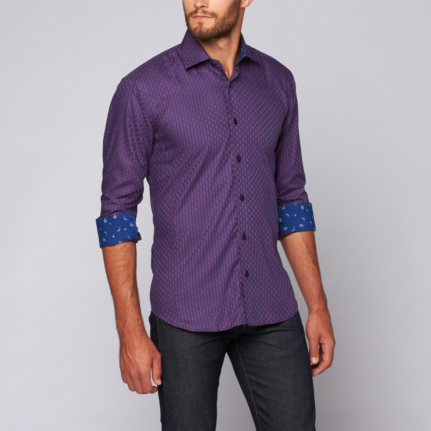 Eduardo Button-Up Shirt // Purple + Navy (XL) - Last Grab: Shirting ...