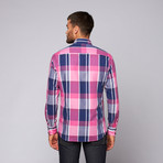 Almeida Button-Up Shirt // Navy + Pink (S)