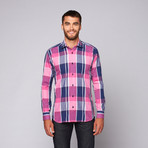 Almeida Button-Up Shirt // Navy + Pink (S)