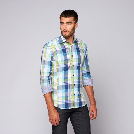 Henry Button-Up Shirt // Navy Multi (S)