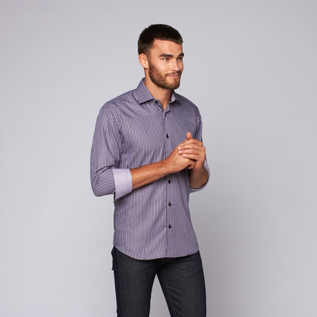 Pinto Button-Up Shirt // Black + Lilac (S)