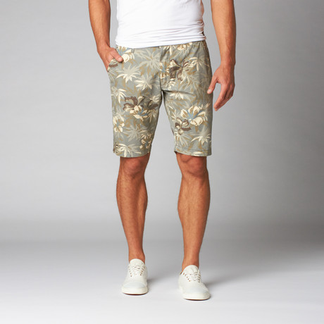 Flat Front Shorts // Grey Jungle Pattern (30)
