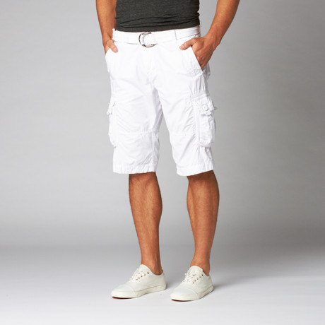 Belted Cargo Shorts // White (30)
