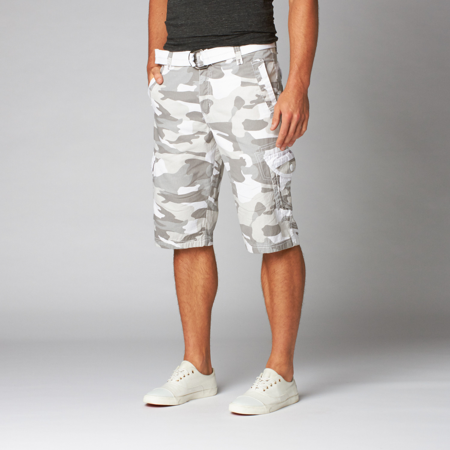 Belted Cargo Shorts // White Camo (30) - X Ray Jeans - Touch of Modern