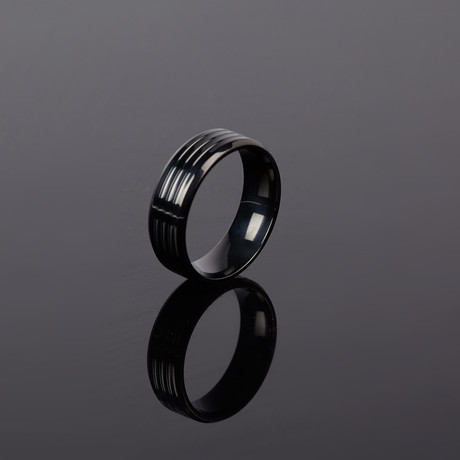 Grooved Titanium Ring // Black (size 9)