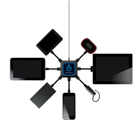7-Port USB Universal Charging Station // Square (Black)