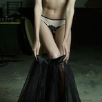 Fine Georgette Brazillian Brief // Nude + Black (Small)