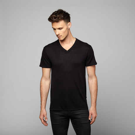 Manning Solid Knit V-Neck // Black (S)