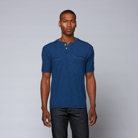 End on End Snap-Neck Henley // Blue (S)