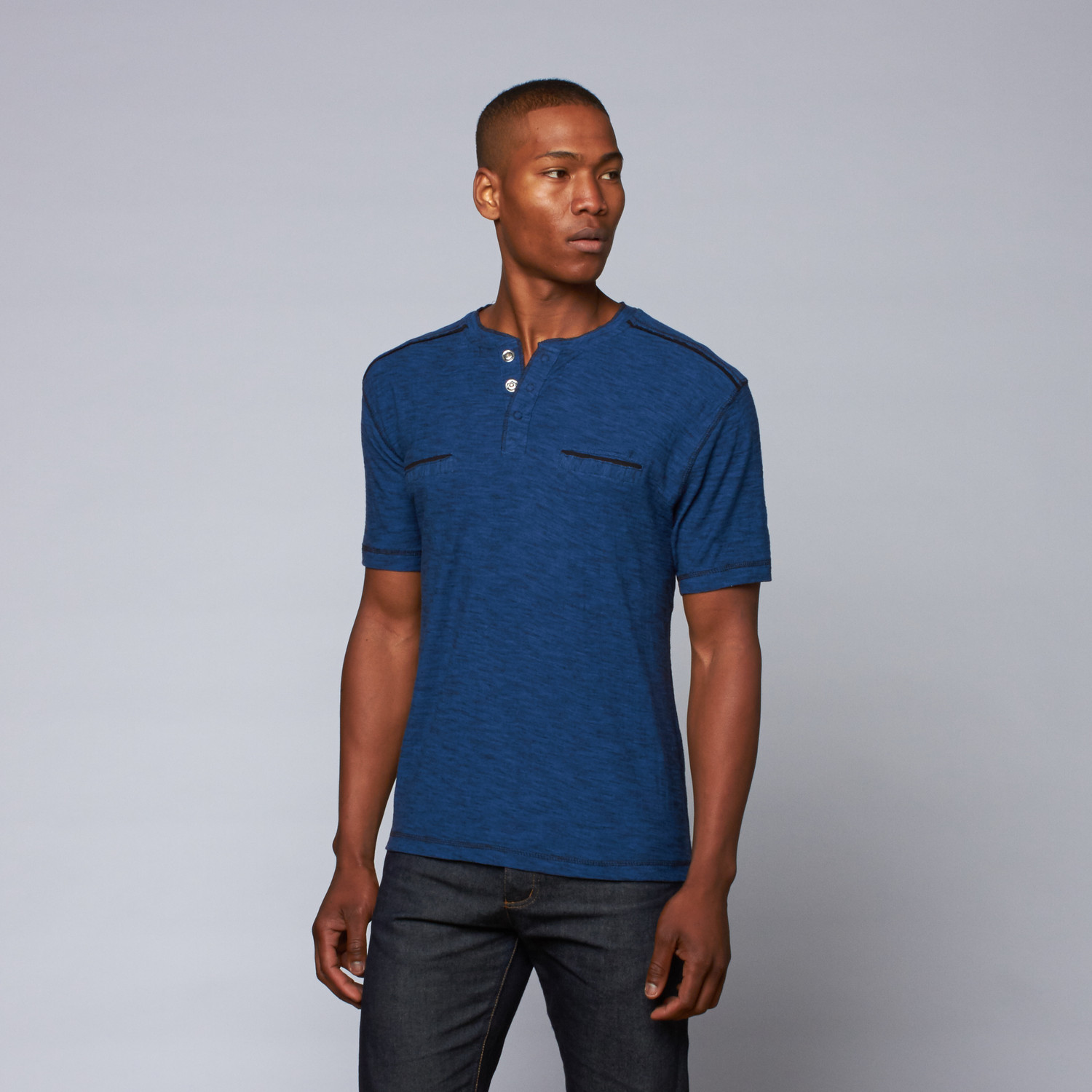 End on End Snap-Neck Henley // Blue (S) - Truth, Substance, & Common ...