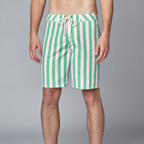 Board Short // Pink + Green Cabana Stripe (30)