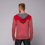 Hooded Stripe Jersey Henley // Cadet (M)