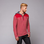 Hooded Stripe Jersey Henley // Cadet (M)